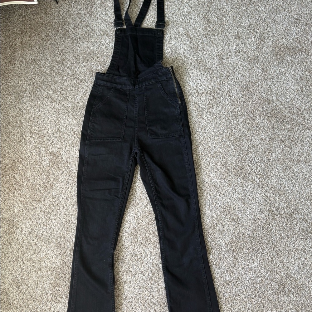 Madewell Black Women's Cropped Denim Overalls